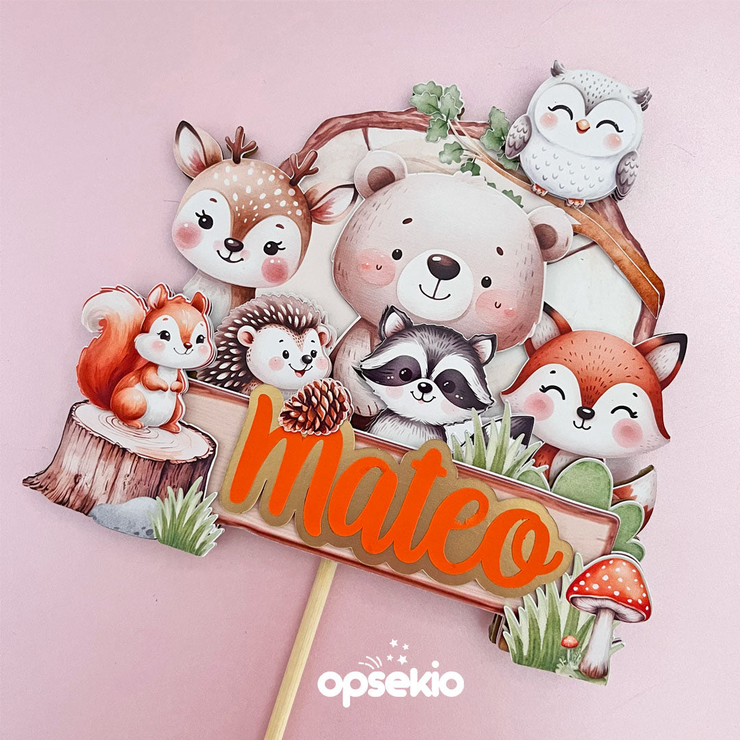 Cake topper animales del bosque