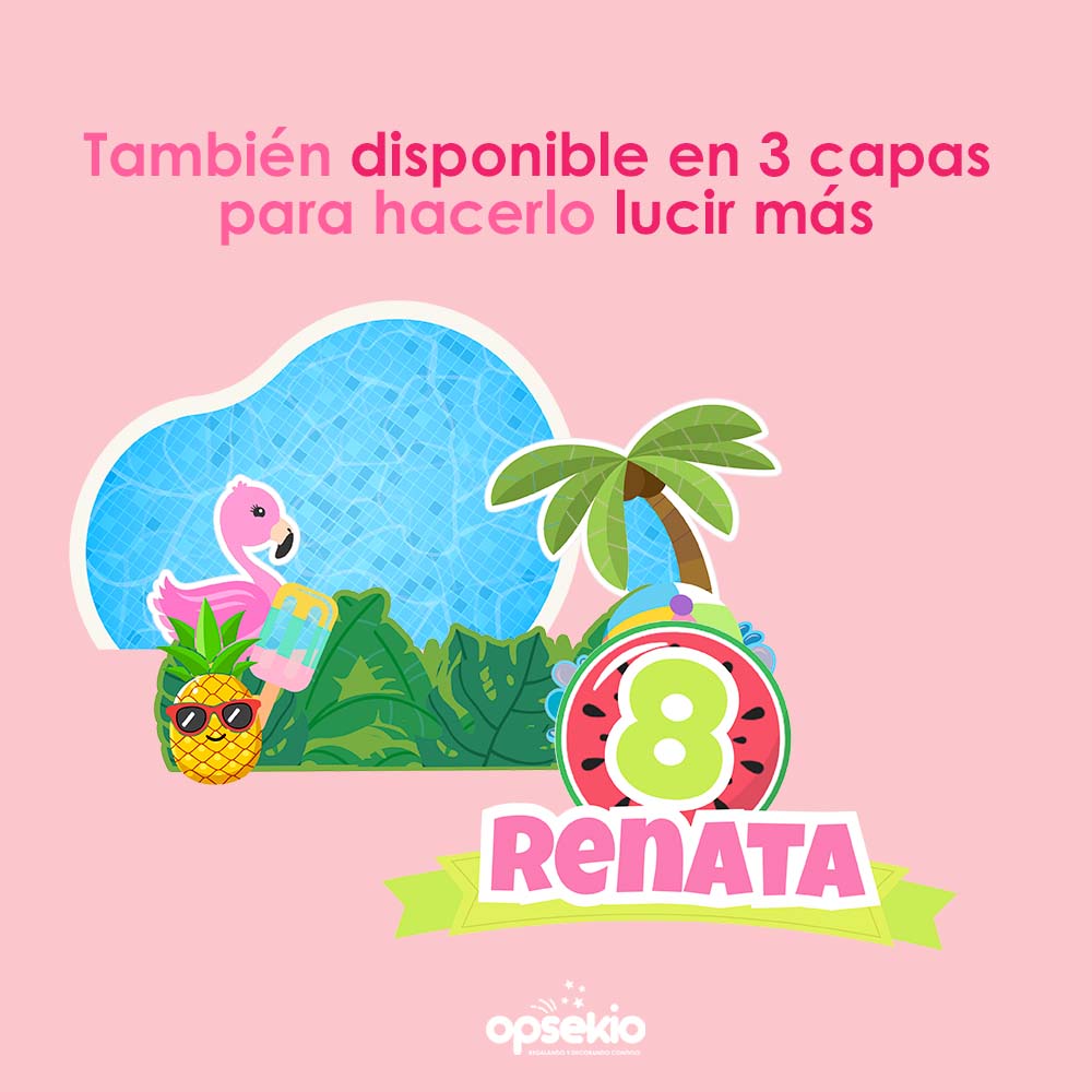 Cake topper pool party para imprimir
