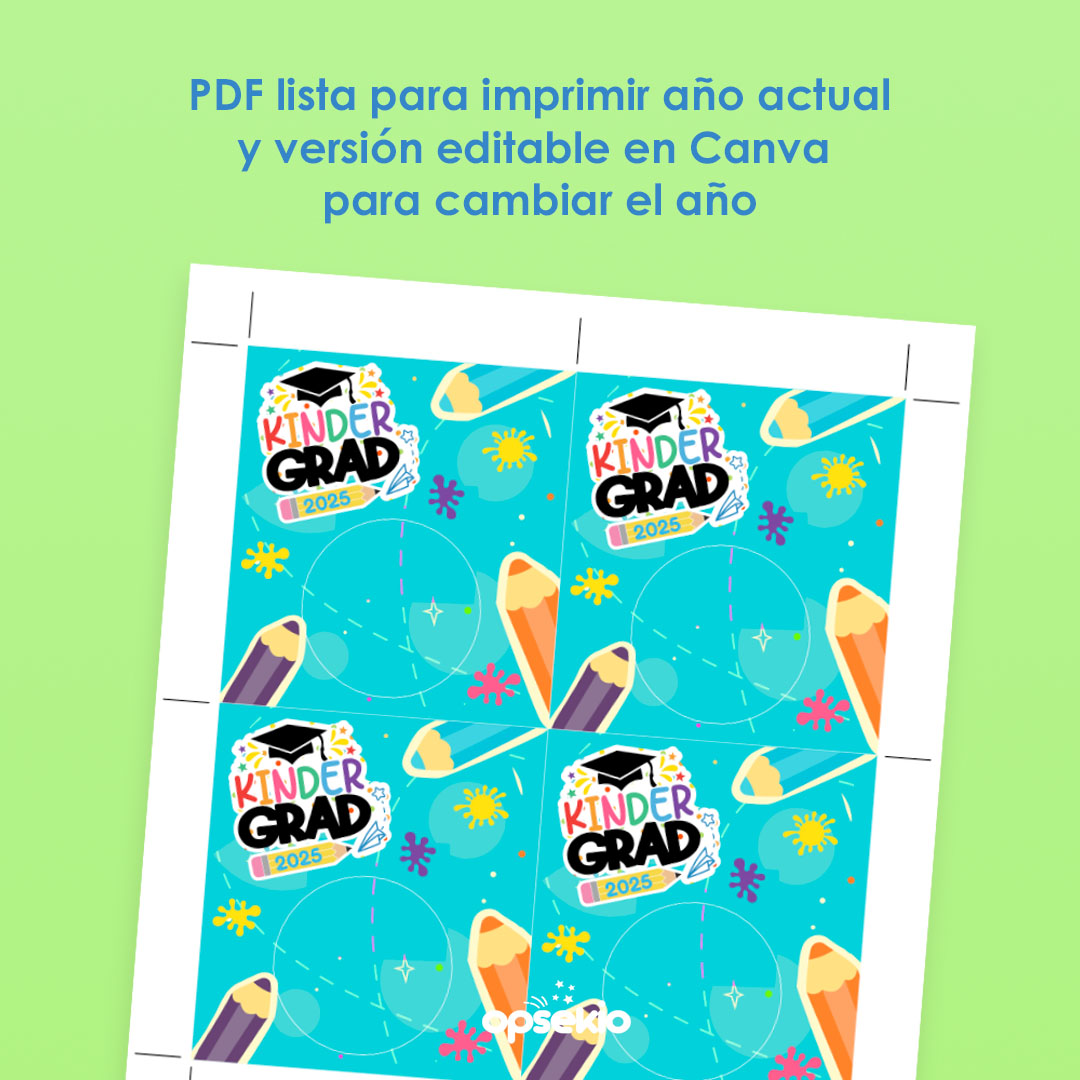 Porta Play-Doh Graduación Preescolar para Imprimir (Planilla PDF - Editable)