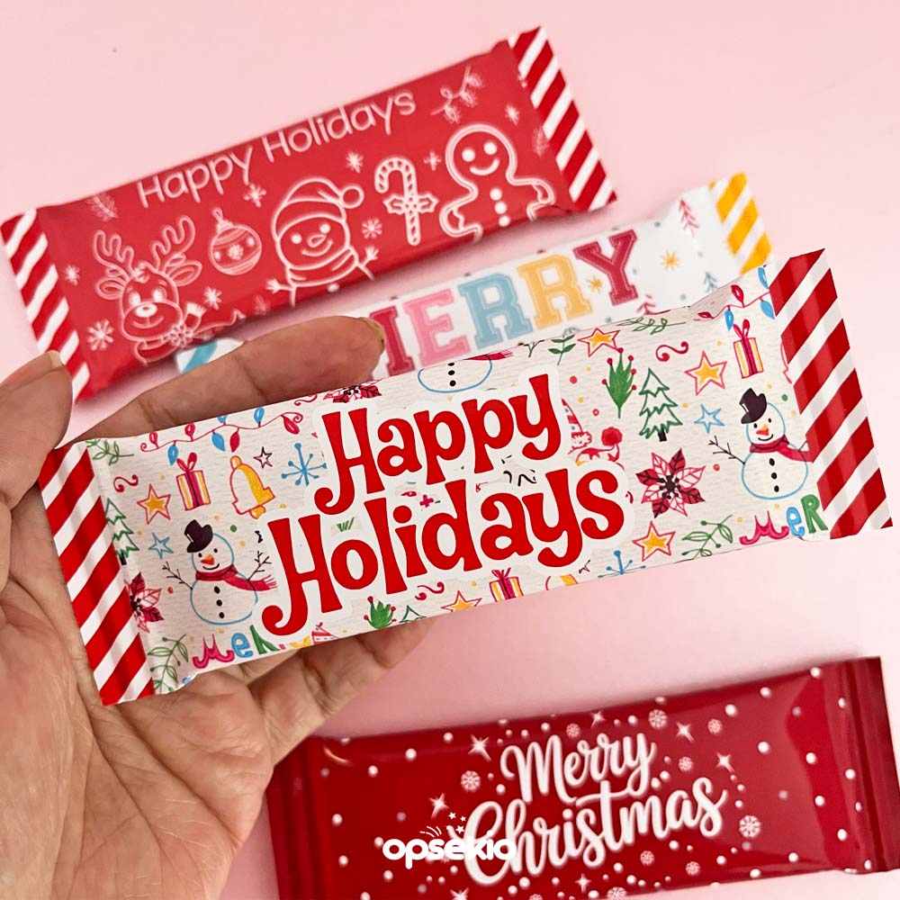 Envoltura navideña para chocolate – Kit imprimible para regalos o detalles navideños