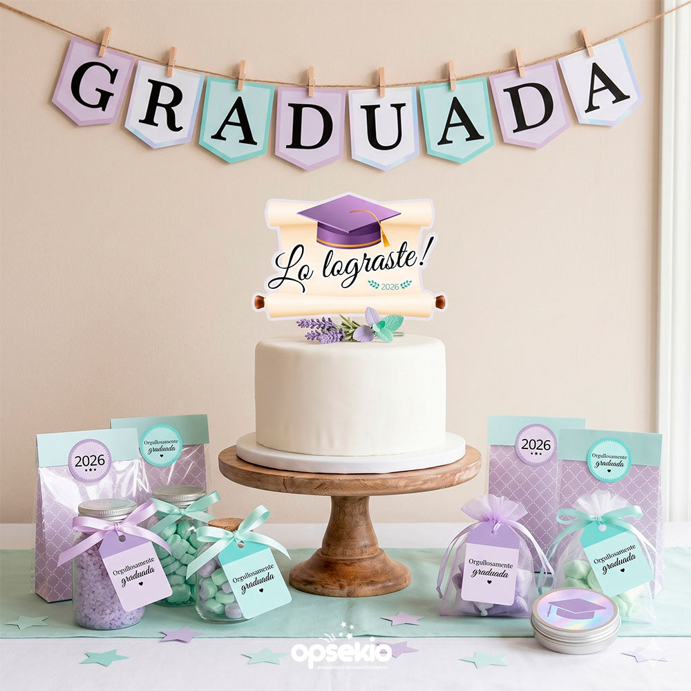 Kit imprimible graduación lavanda y menta