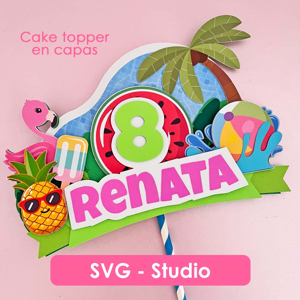 Pool party cake topper svg