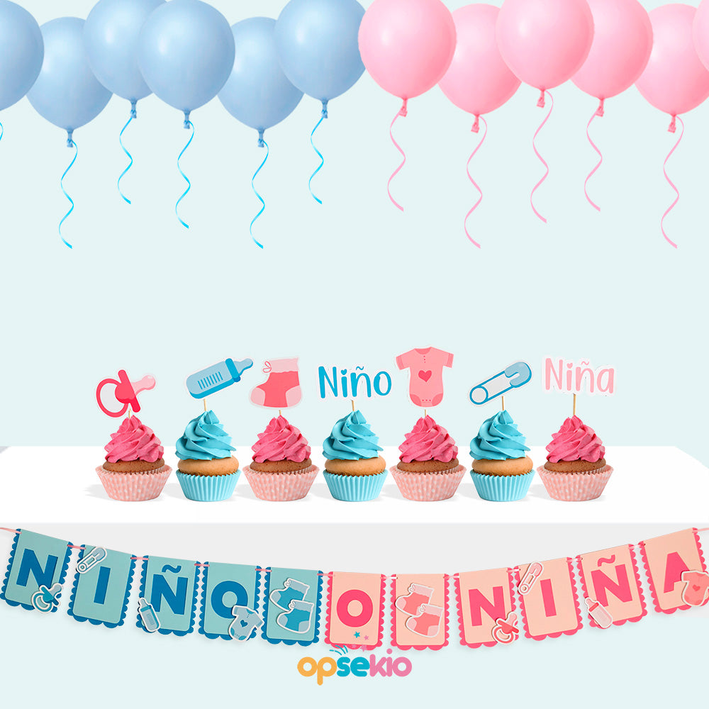 Decoración para revelacion de genero kit completo