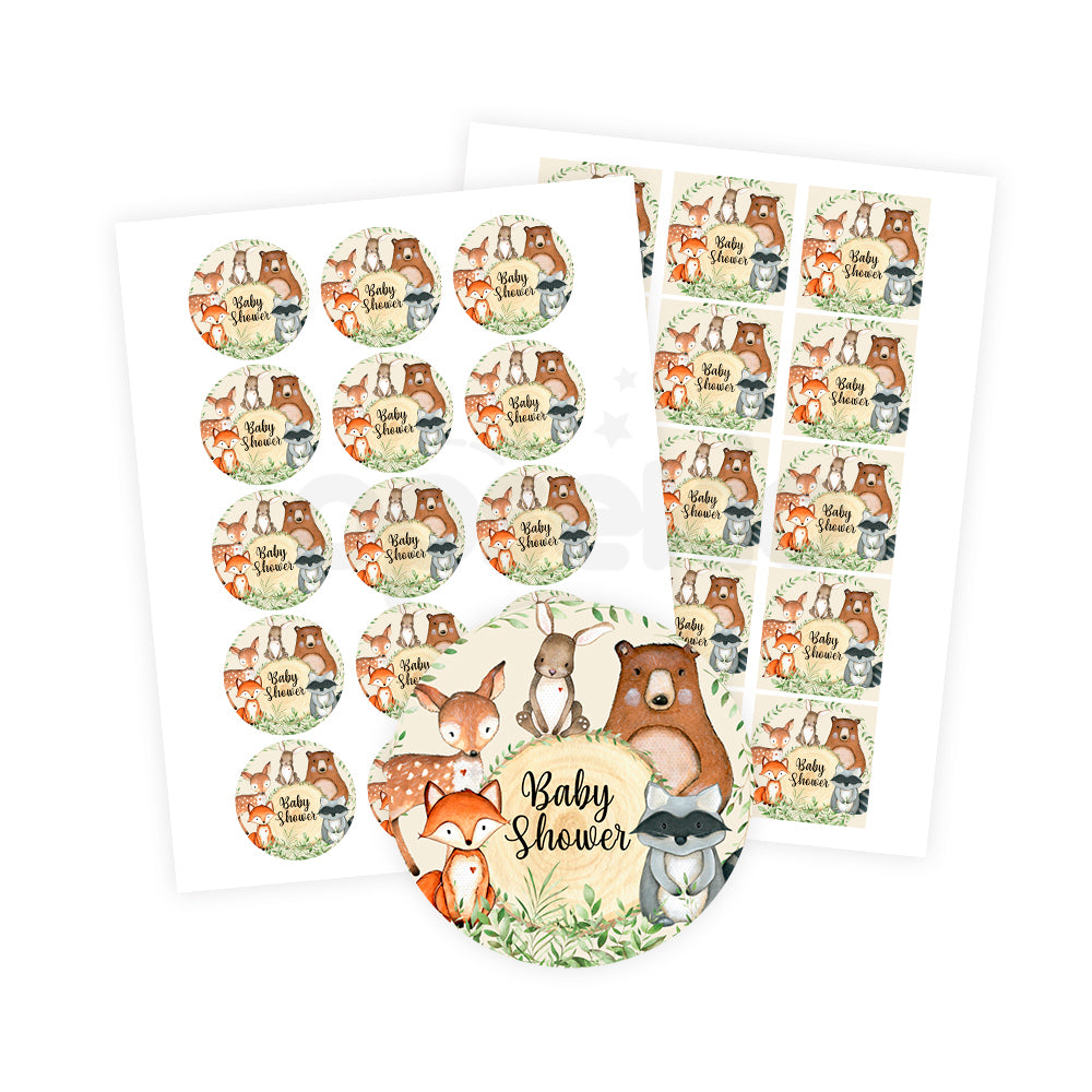 Etiquetas para imprimir baby shower animales del bosque