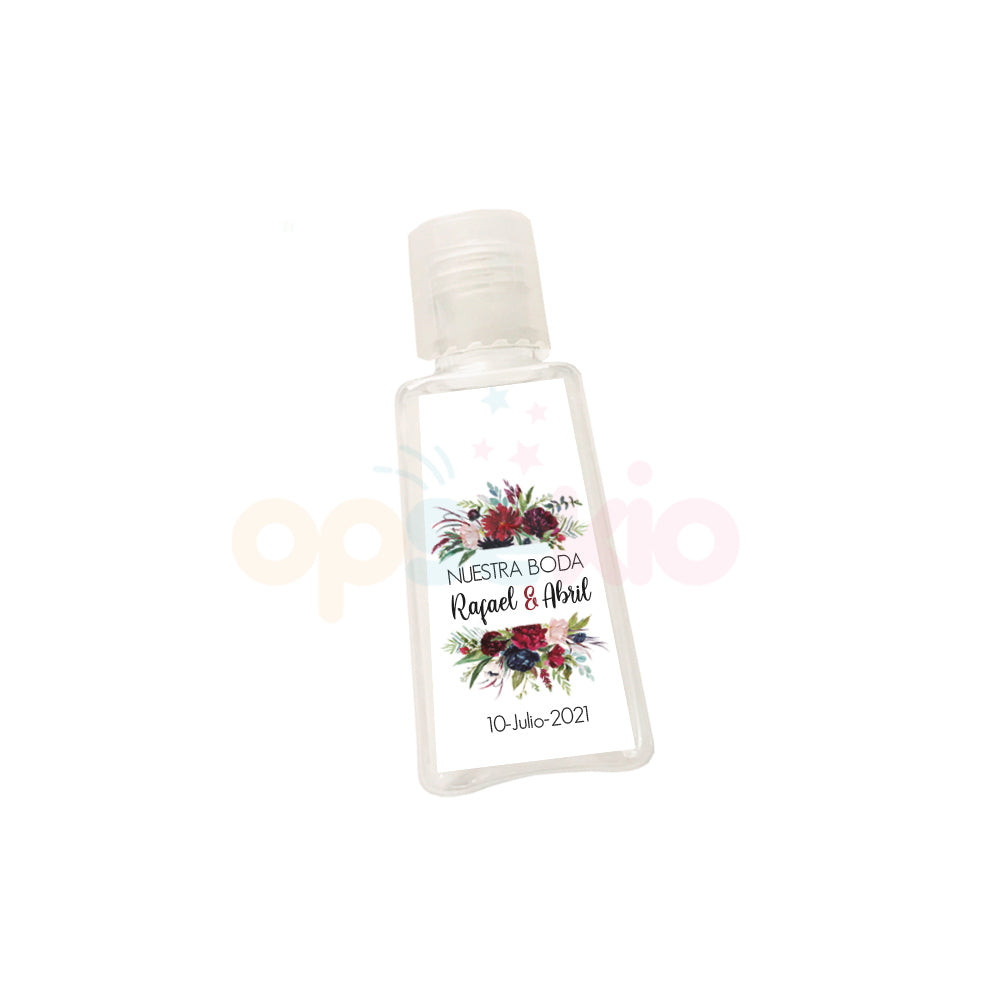 Recuerdo para boda gel antibacterial flores (25 pz)
