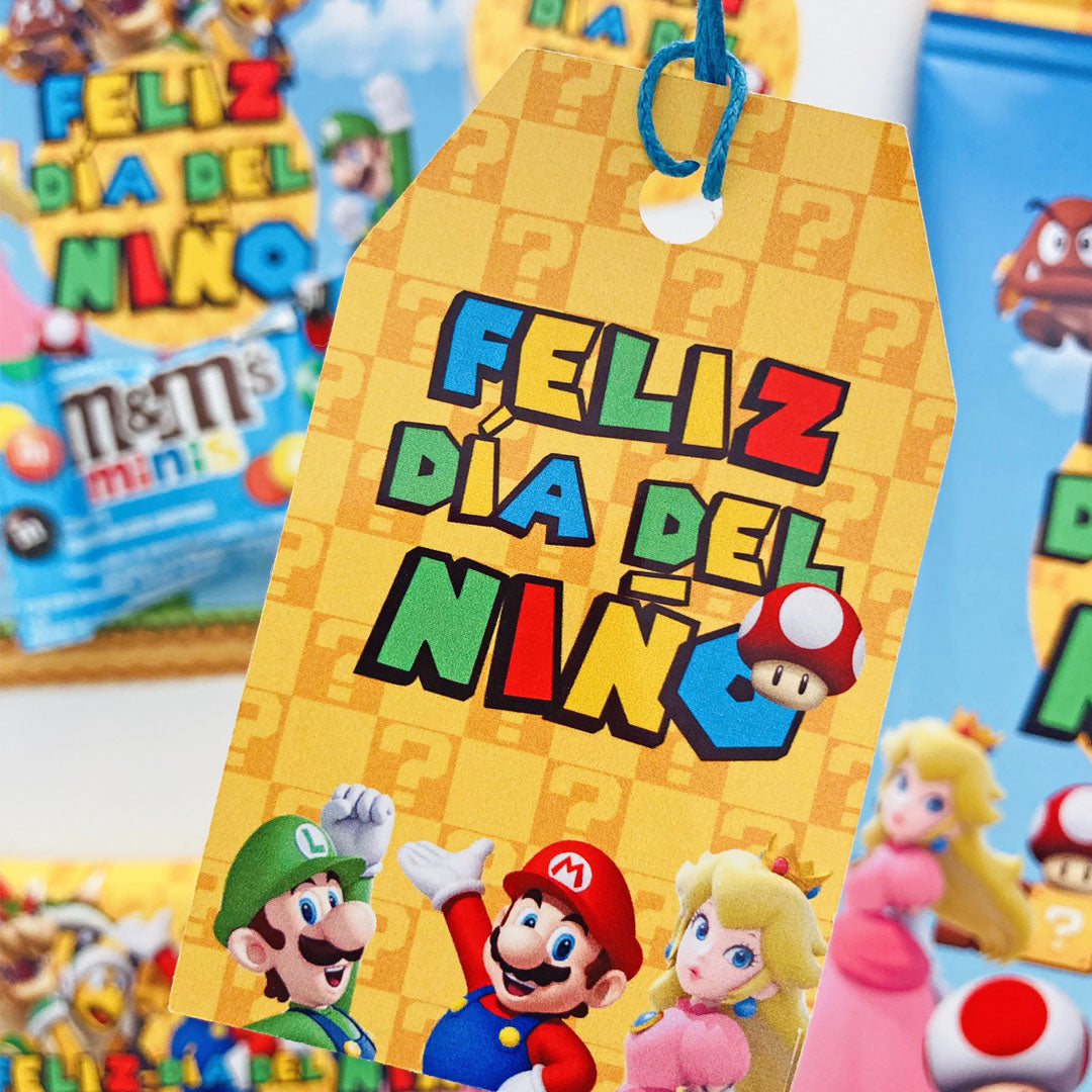 Etiquetas día del niño mario bros para imprimir