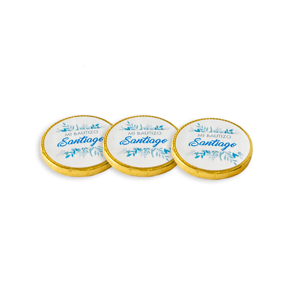 Monedas para bautizo floral