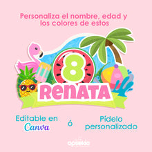 Cake Topper Pool Party — Letrero para Pastel Imprimible