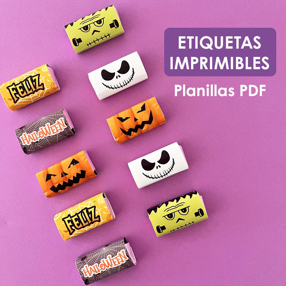 Etiquetas para chocolates Halloween mini imprimibles