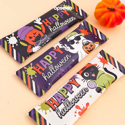 Envoltura Chocolate Halloween Spooky fun — 3 Diseños Imprimibles PDF