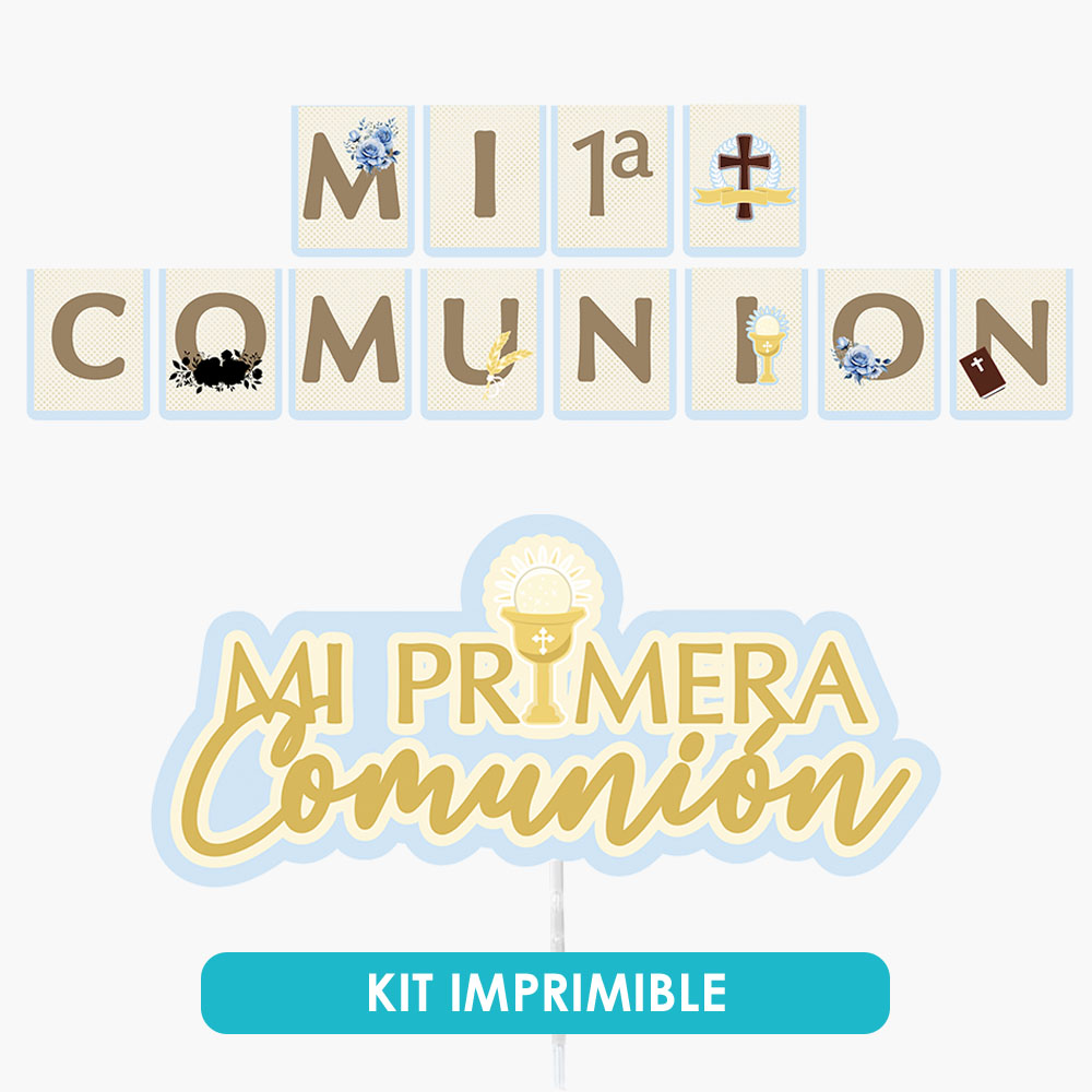 Decoración sencilla para primera comunión - Kit imprimible