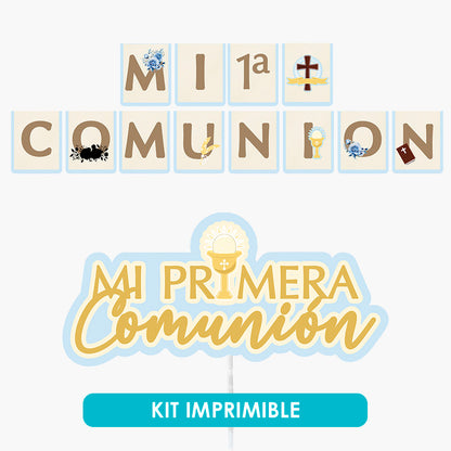Decoración sencilla para primera comunión - Kit imprimible
