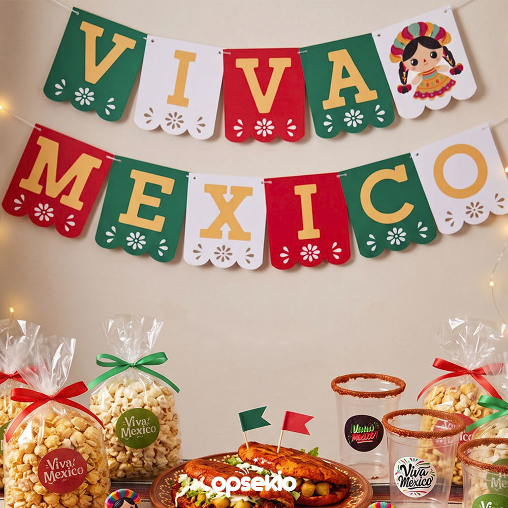 Banderines Viva Mexico para imprimir
