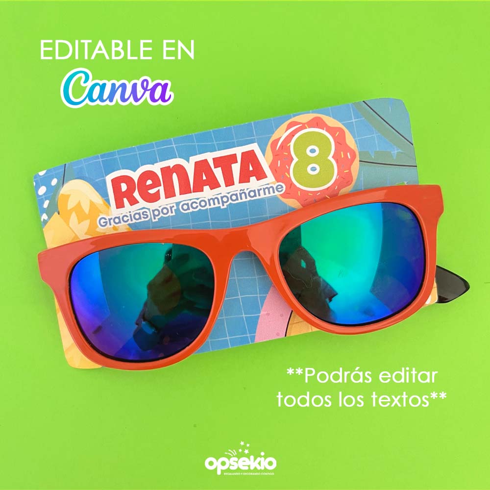 Pool party porta lentes editable