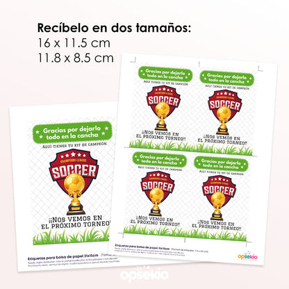 Etiqueta de Fútbol para Bolsas de Regalo - PDF imprimible