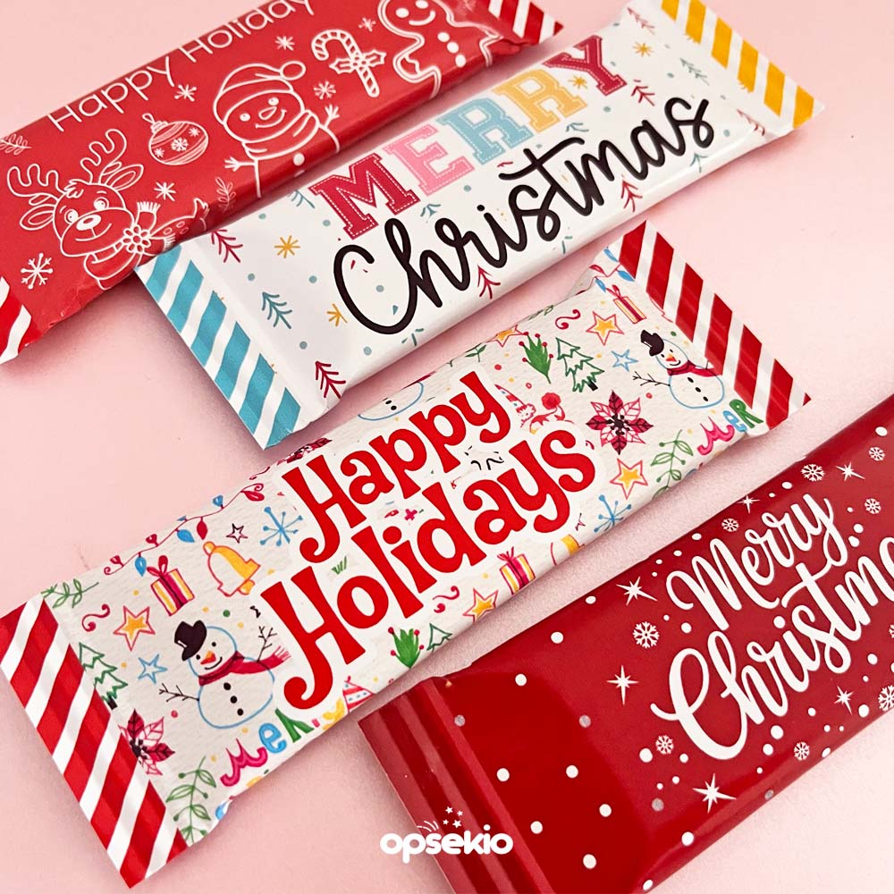 Envoltura navideña para chocolate – Kit imprimible para regalos o detalles navideños