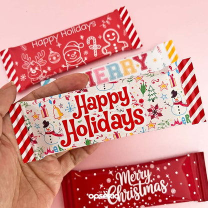 Envoltura navideña para chocolate – Kit imprimible para regalos o detalles navideños