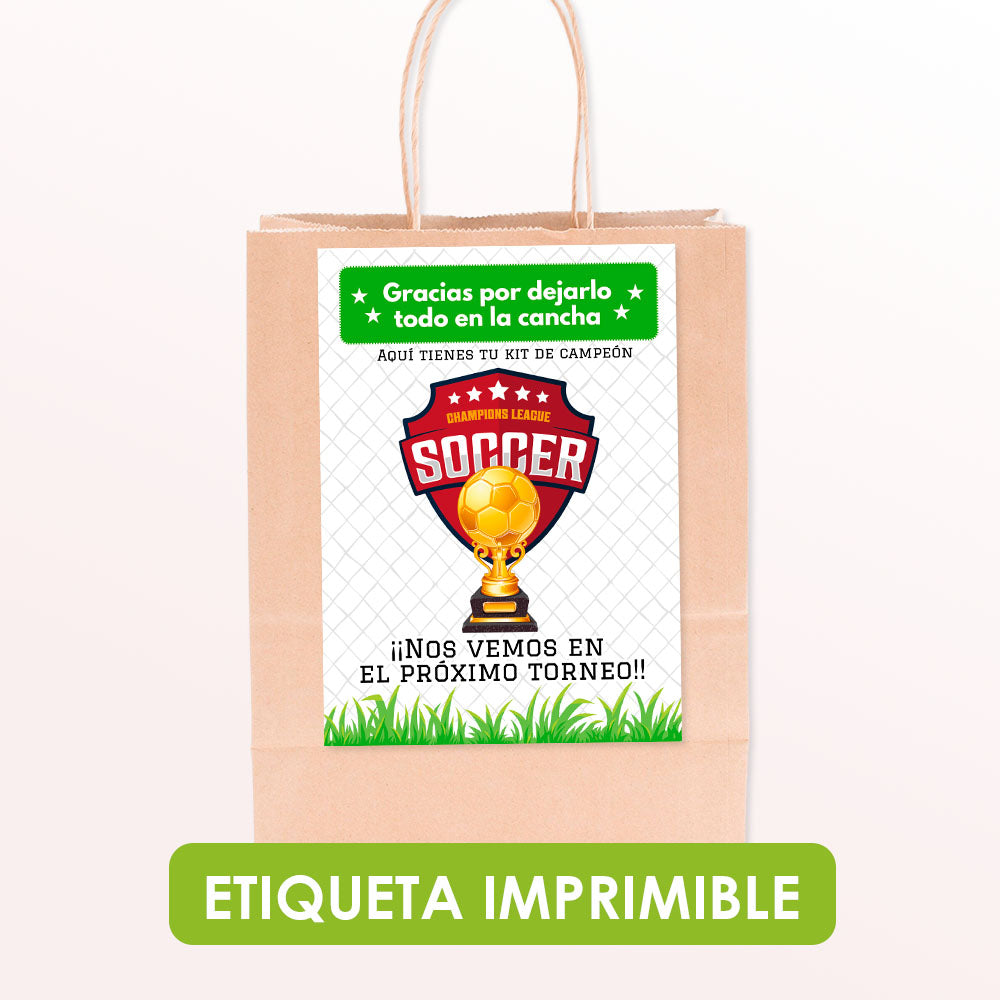 Etiqueta de Fútbol para Bolsas de Regalo - PDF imprimible