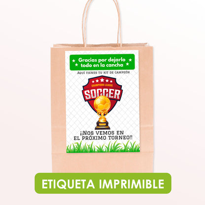 Etiqueta de Fútbol para Bolsas de Regalo - PDF imprimible