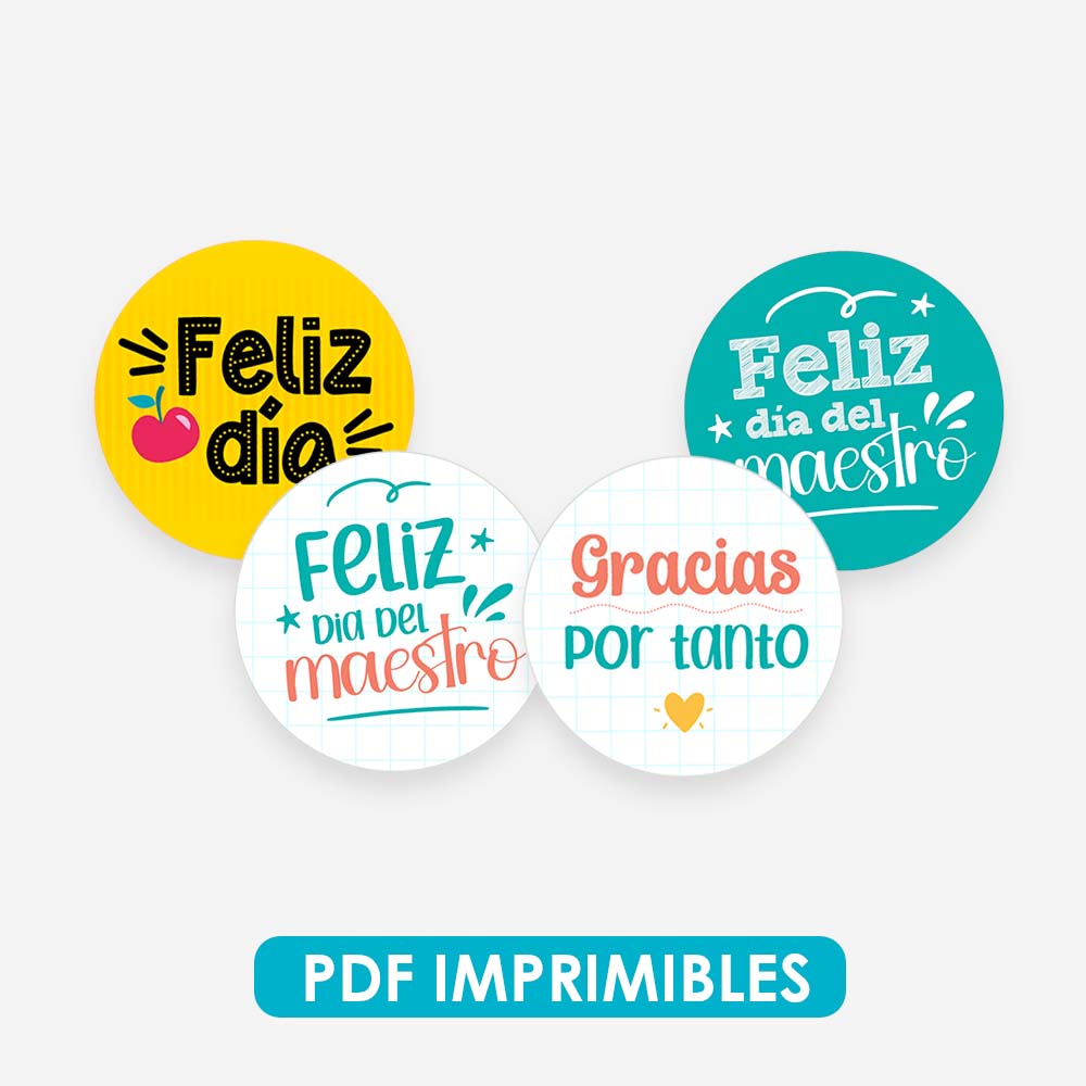 Etiquetas Redondas Día del Maestro - Planillas Imprimibles en PDF
