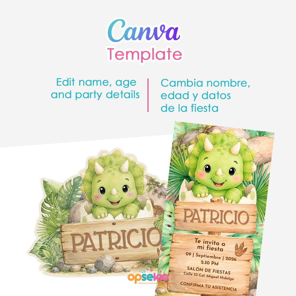 Kit imprimible dinosaurio bebe