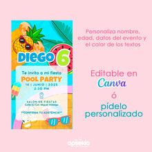 Invitación Pool Party Niños — Digital e Imprimible
