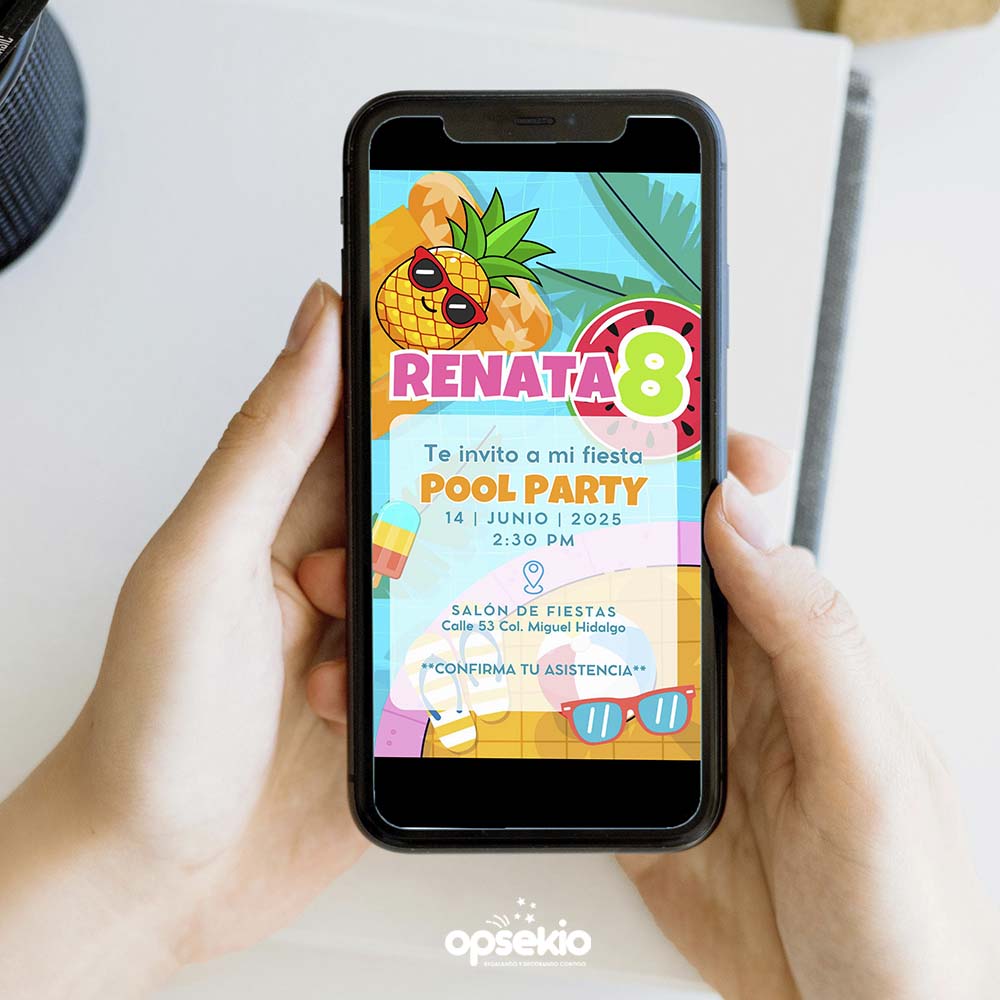 Invitación Pool Party Niños — Digital e Imprimible