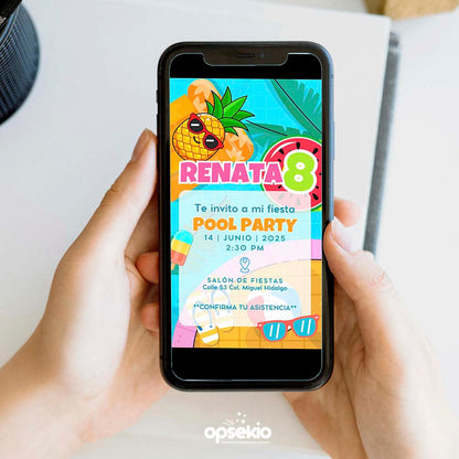 Invitación Pool Party Niños — Digital e Imprimible