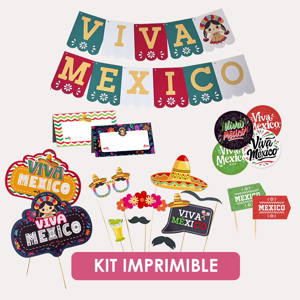 Decoracion 15 de Septiembre — Banderines, Props, Toppers y Más
