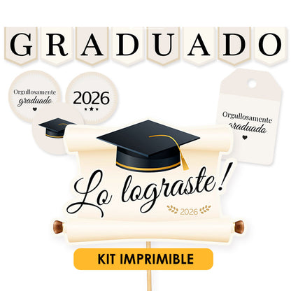 Kit Imprimible Graduación - Decoración para Graduación en Casa (PDF)