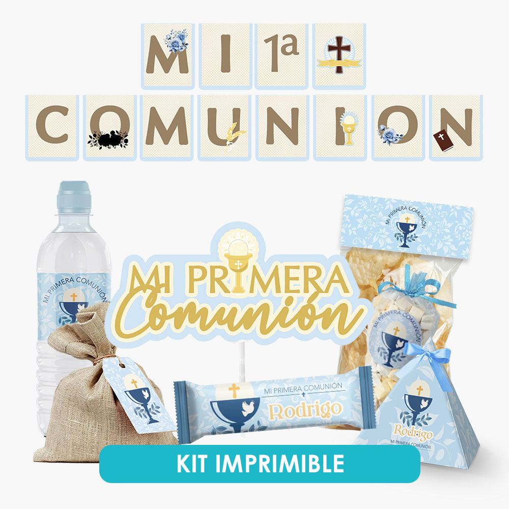 Decoración para Primera Comunión de Niño - Kit imprimible