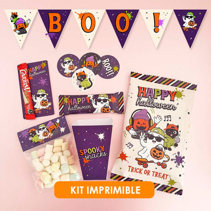 Kit Imprimible Halloween Spooky Fun — Envolturas y dulces PDF