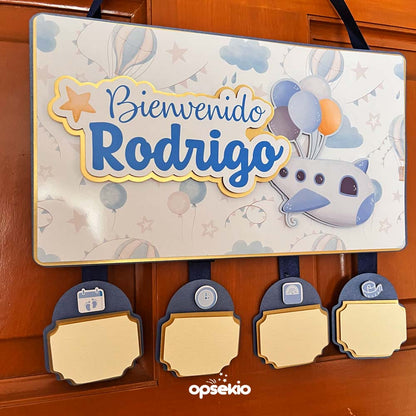 Letrero de nacimiento niño Globo aerostático