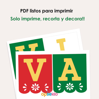 Banderines Viva Mexico para imprimir