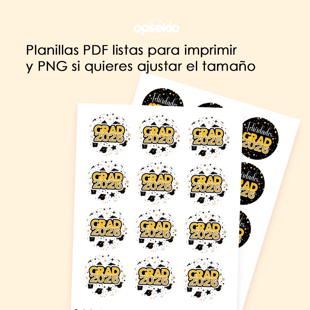 Etiquetas Graduación para Imprimir 2026 – PDF y PNG