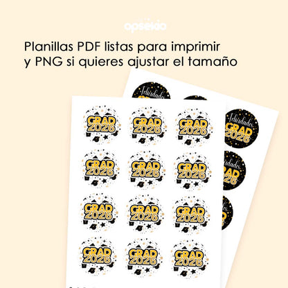 Etiquetas Graduación para Imprimir 2026 – PDF y PNG