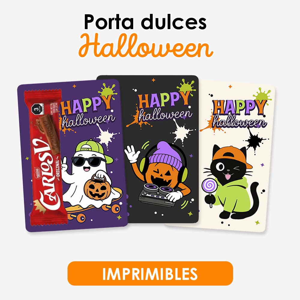 Porta Dulce Halloween Spooky Fun — Tarjetas Imprimibles