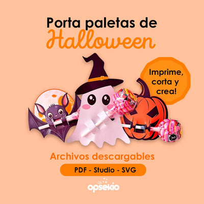 Porta Paletas Halloween — Calabaza, Fantasma y Murciélago