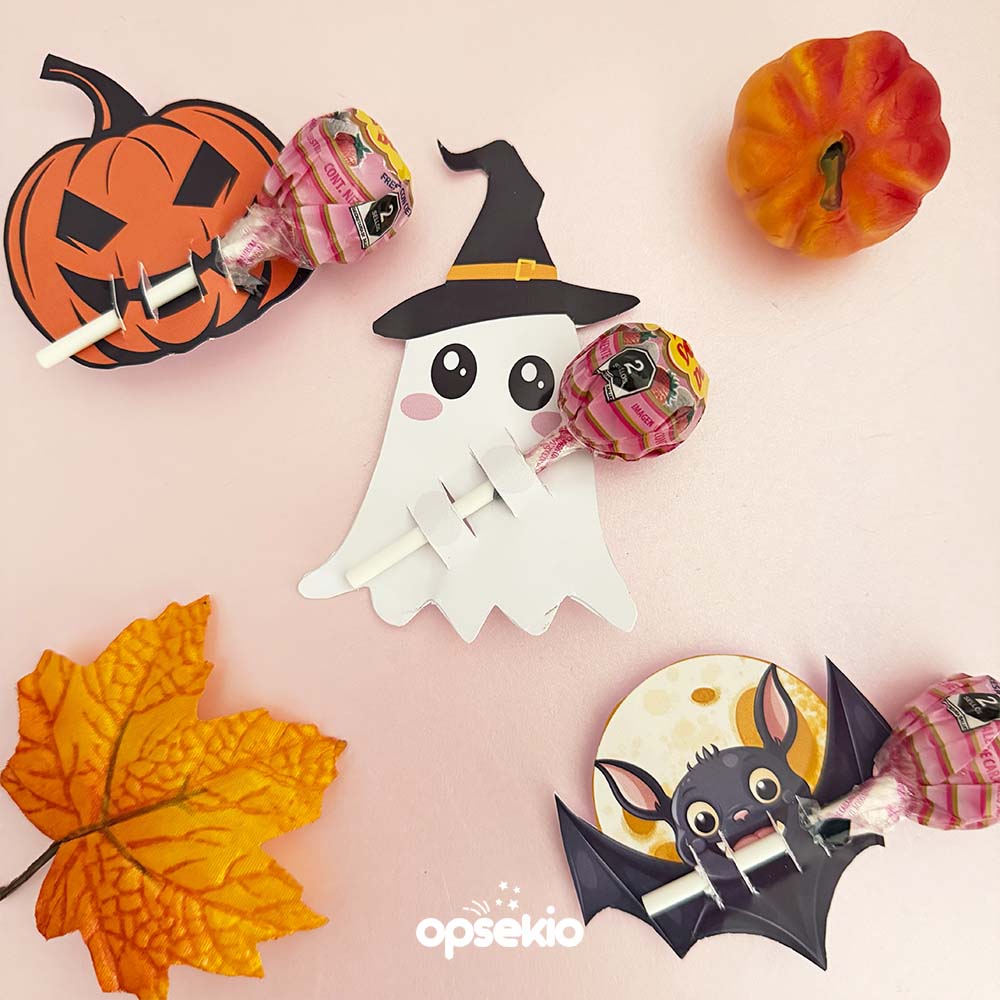 Porta Paletas Halloween — Calabaza, Fantasma y Murciélago