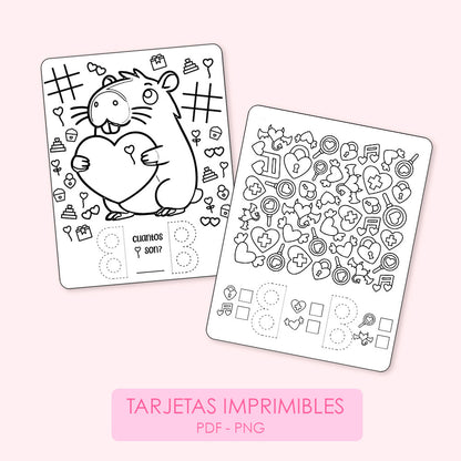 Tarjetas san valentin para colorear imprimible