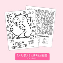 Tarjetas san valentin para colorear imprimible