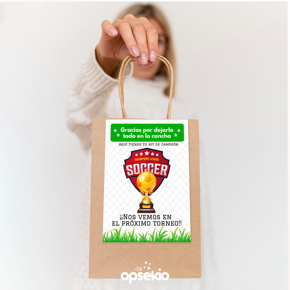 Etiqueta de Fútbol para Bolsas de Regalo - PDF imprimible