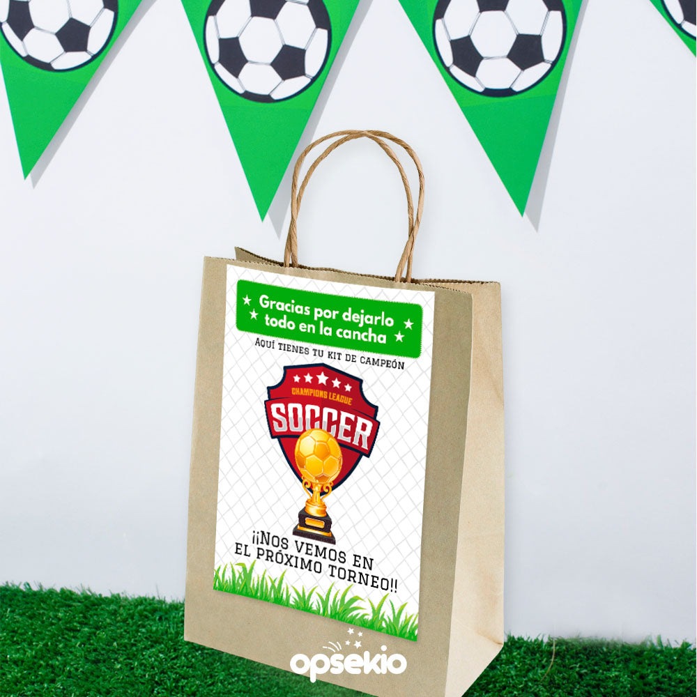 Etiqueta de Fútbol para Bolsas de Regalo - PDF imprimible
