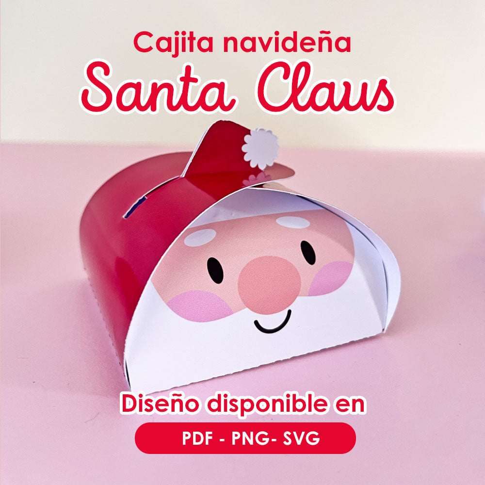 Cajita Navideña Santa Claus – PDF + PNG + SVG | Cajita para Dulces Imprimible