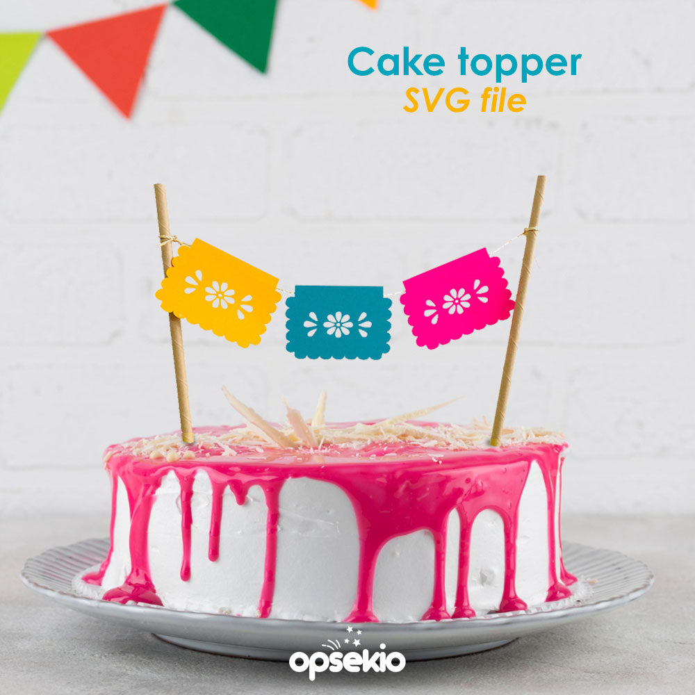 Papel picado SVG para cake topper y mini banderines