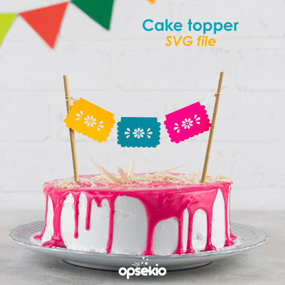 Papel picado SVG para cake topper y mini banderines