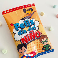 Chip Bag Feliz Día del Niño Superhéroes - Imprimible PDF y PNG