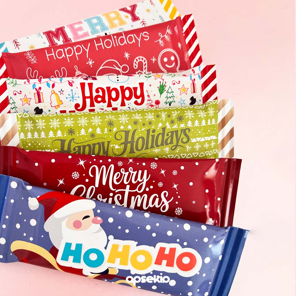 Envoltura navideña para chocolate – Kit imprimible para regalos o detalles navideños