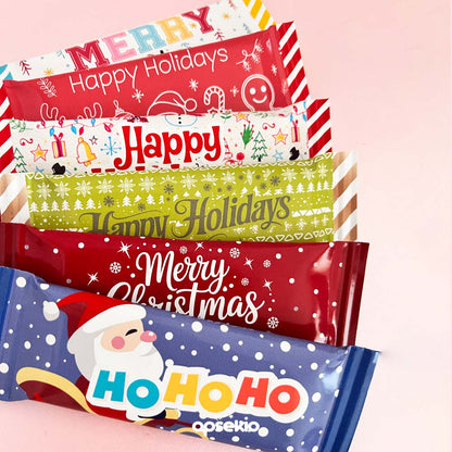 Envoltura navideña para chocolate – Kit imprimible para regalos o detalles navideños