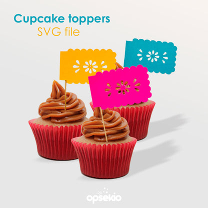 Papel picado SVG para cake topper y mini banderines